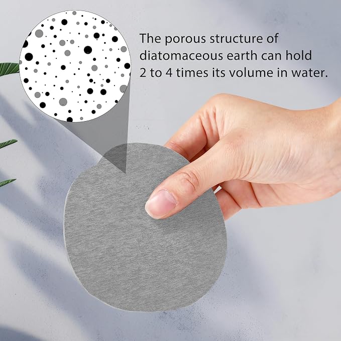 Diatomaceous Earth Coasters Set of 4，Cool Absorbent Quick-Dry Drink Coasters - Image 4