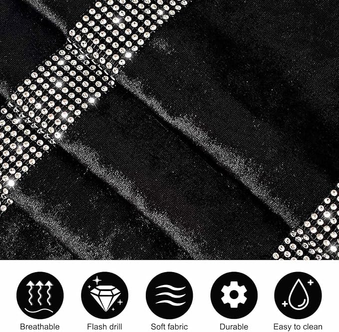 Elegant Sequin Rhinestone Black Table Runner, Ombre Velvet, Modern Style - Image 5