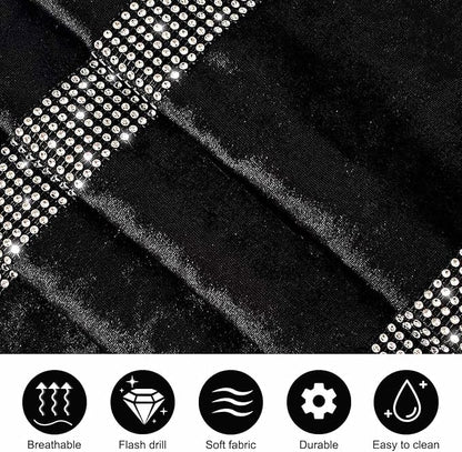 Elegant Sequin Rhinestone Black Table Runner, Ombre Velvet, Double-Layer - Image 5