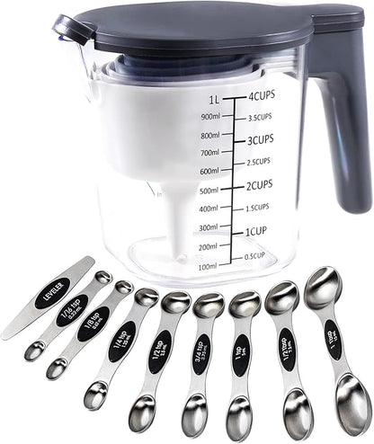 19-Pc Magnetic Measuring Cups and Spoons Set, by Recogwood