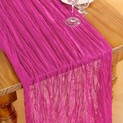 DeZerlor Hot Pink Cheesecloth Table Runners 6 Pack Summer Boho Runners | - Image 2