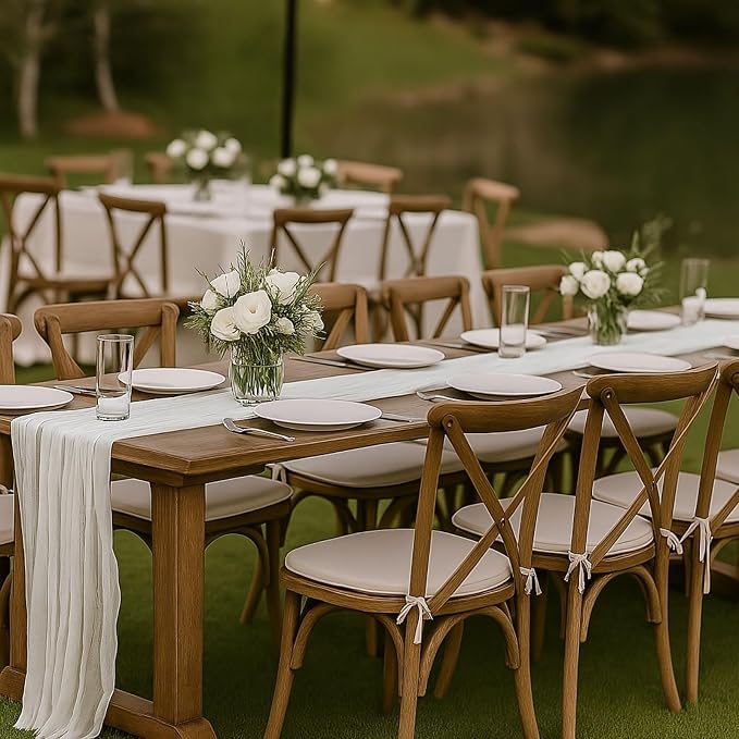 12 Pack Ivory Cheesecloth Table Runner – 10FT x 12pcs White Gauze Table Runners - Image 4