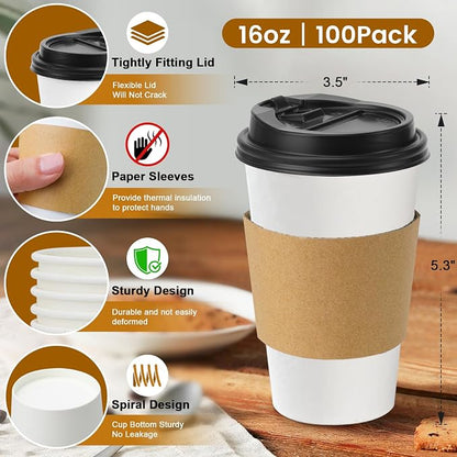 Lamosi 100 Pack 16 oz Disposable Coffee Cups - Image 3
