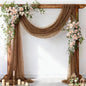 Pearl Table Runner Gauze Sheer 19FT Wedding Draping Fabric Decor | Brown Summer by Socomi