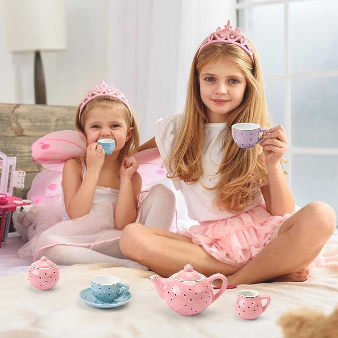 CHENP.HMC Tea Party Set for Little Girls, 13 Piece Sets Kids Tin Tea Party - Image 4
