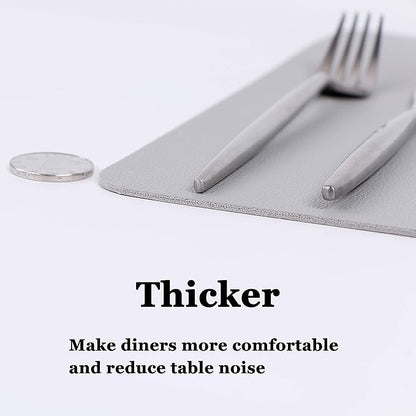 Wipeable Placemats Leather Table Mats Waterproof Heat-Resistant Easy to Clean for Dining Table Set Kitchen Table (2, Slate Grey)