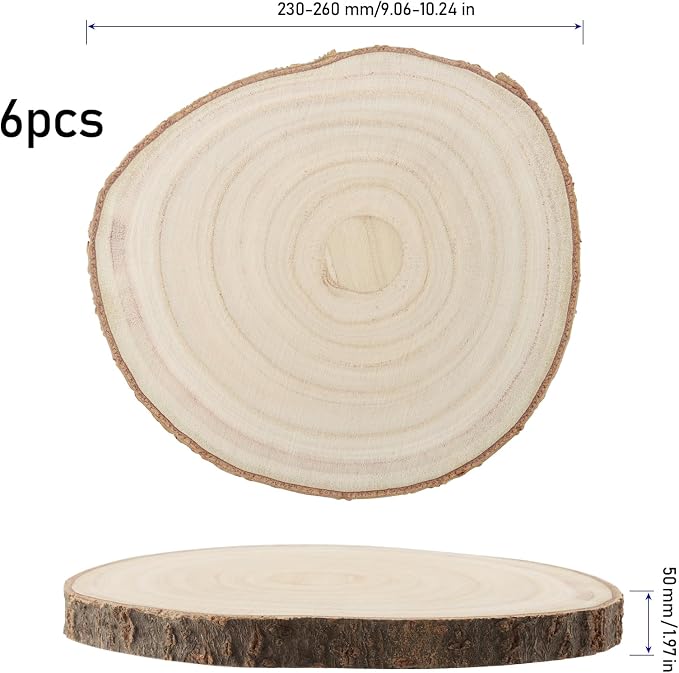 KINJOEK 6PCS 9-10 Inch Large Natural Wood Slices - Image 2