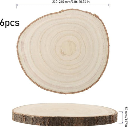 KINJOEK 6PCS 9-10 Inch Large Natural Wood Slices - Image 2