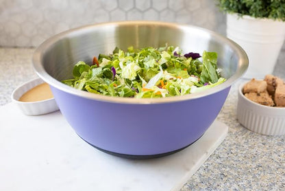 Fox Run Stainless Steel Mixing Bowl, 6.25 Quart Purple Mixing Bowl | Non-Skid - Image 4