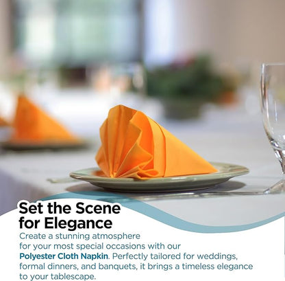 Polyester Cloth Napkins - Washable Soft Table Linens - Durable & Elegant for Dining, Restaurants, Weddings, Events, Rentals, Banquets, & Parties - Premium Quality Set of 250, Orange, 20"x20"