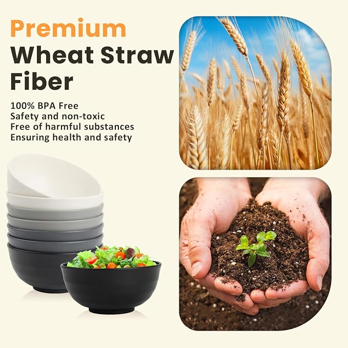 Salad Bowl Wheat Straw Bowls 60 OZ Bowls - Image 2