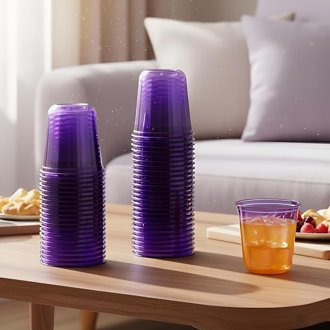 Ziliny 50 Pcs Disposable Stemless Glasses 12oz Crystal Plastic Wine Glasses - Image 2