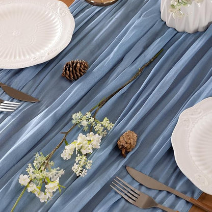 Dusty Blue Cheesecloth Table Runner 120 Inches 10 Ft Gauze Table Runner | - Image 5