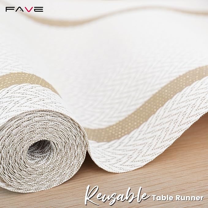 FAVE 12-Pack Woven Vinyl Table Runners, 120x12 Inch White - Image 7