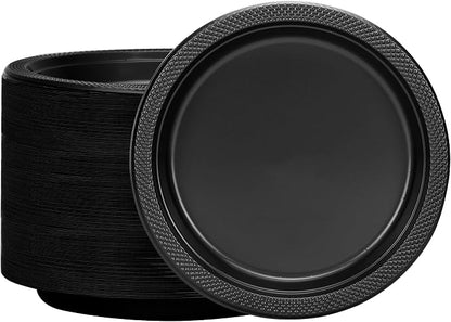 Hanna K. Signature Black Plastic Plates 7 Inch 600 Count – Heavy Duty - Image 6