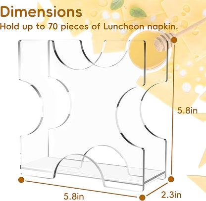 Acrylic Napkin Holder for Table, Crystal Clear, 5.8''W X 2.3''D X 5.8''H, Modern Standing Napkin Dispenser for Kitchen Dining, Restaurant, Home Decor, Outdoor Use, Bar Accessories