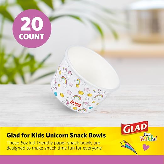 Glad for Kids Unicorn Paper Mini Snack Bowls, Lids Not Included - Image 2