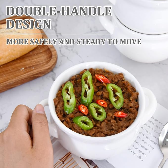 Vumdua Soup Bowls with Handles, 16 Oz Ceramic French Onion Soup Bowls - Image 7