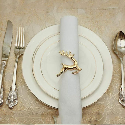 Napkin Rings Set of 6 Silver Set of 6 Napkin Rings Christmas, Holidays, Thanksgiving (Deer-3)