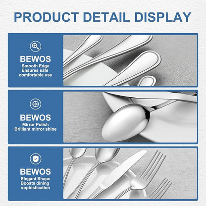 BEWOS 20 Piece Stainless Steel Silverware Set - Image 3