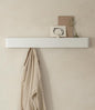 Kazai.® Coat Rack Wall Mount with Shelf 'Tone' | Modern Design Coat Hanger with Hidden Hooks and Storage | Hat Rack with Shelf in Metal | Wall-Mounted Purse Organizer | White