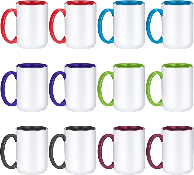 TANGLONG 15oz Sublimation coffee Mugs-6 Assorted Colors Magic cupSet of 12 | by TANGLONG