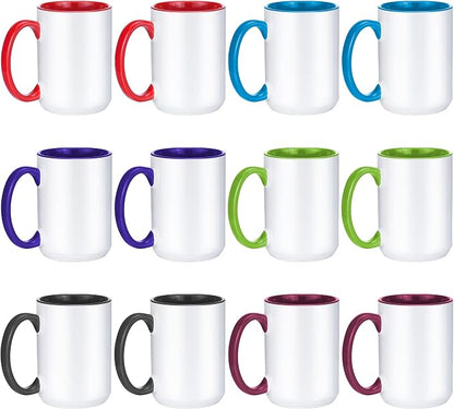 TANGLONG 15oz Sublimation coffee Mugs-6 Assorted Colors Magic cupSet of 12 | by TANGLONG