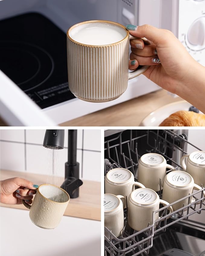 famiware Coffee Mug Set for 4, Star 12 oz Catering Mugs Cup Set - Image 7