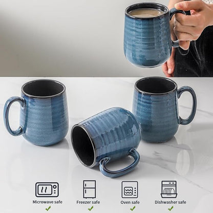 HASENSE Coffee Mugs Set of 4, 12 Ounce Ceramic Coffee Cups - Image 5