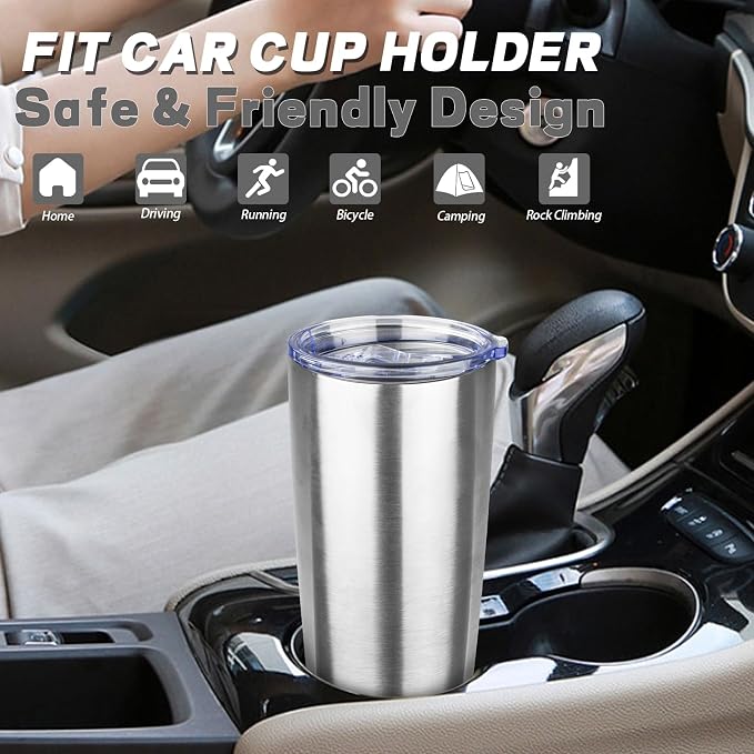 20 oz Tumbler with Lids and Straws, Stainless Steel Insulated Coffee Tumbler - Image 6
