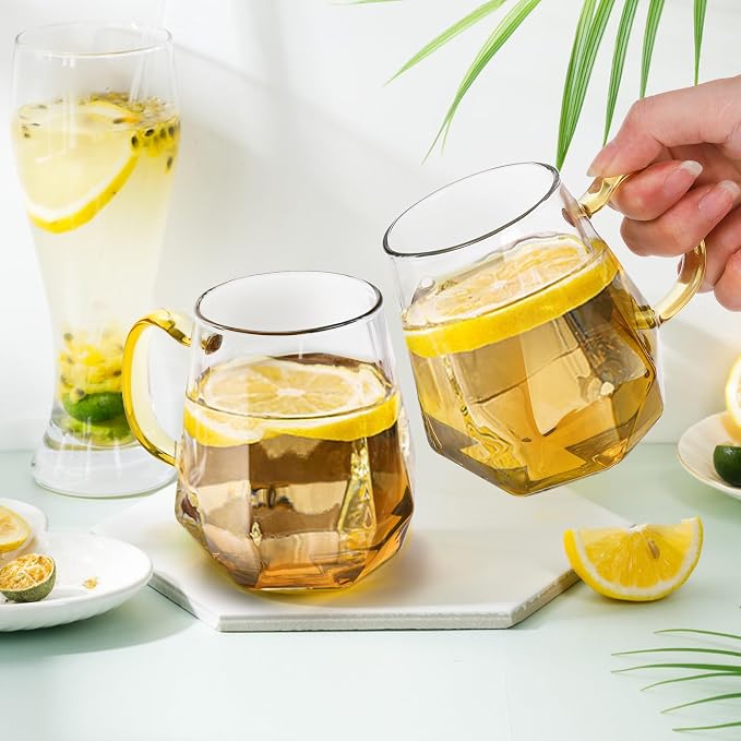 WRINGKIT Set of 4 Glass Espresso Cups, 10 Oz Clear Glass Tea Mugs - Image 4