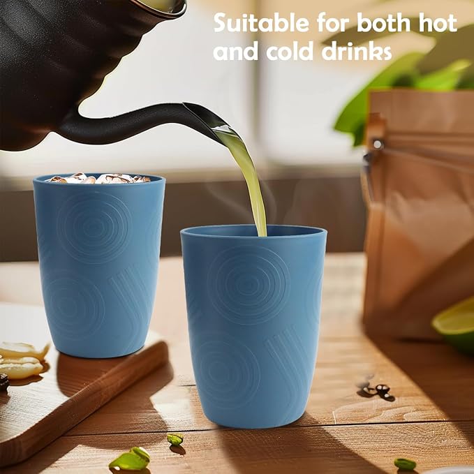 Wheat Straw Cups Set of 6, Plastic Drinking Glasses 12 OZ, Alternative to - Image 7
