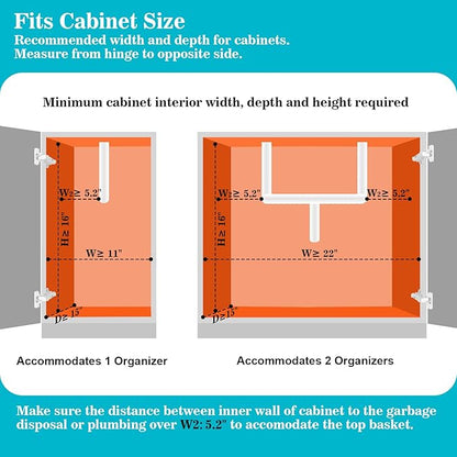REALINN Under Sink Organizer, Pull Out Cabinet Storage 2 Tier Slide Out Sink Shelf, Kitchen Organizers and Storage, Black, 1 Pack
