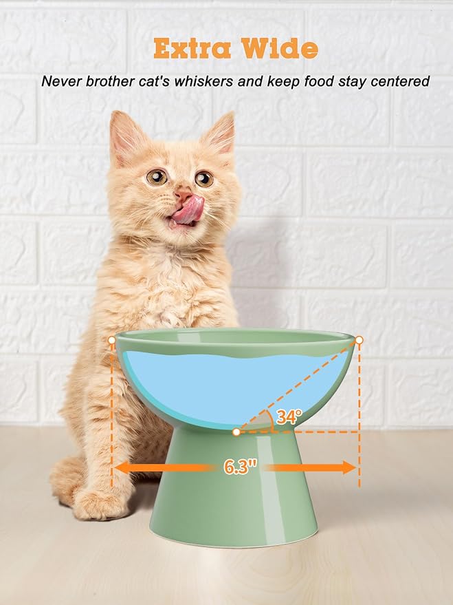 LoeJan Elevated Cat Food and Water Bowls Set, Extra Wide and Raised Ceramic - Image 5
