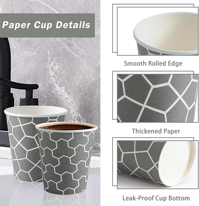600 Pack 4 oz Paper Cups, Leak-Free Disposable Espresso Cups | Food-Safe Paper - Image 3