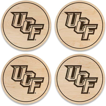 LazerEdge Central Florida Knights Wooden Coaster Set - Maple Wood - Officially Licensed Product - 4-Pack