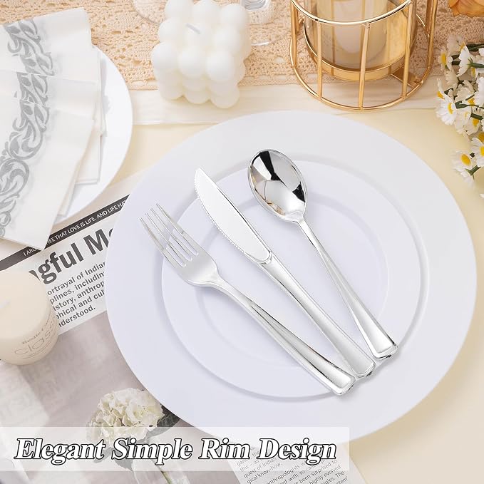 BESTSTAR 200PCS White Plastic Plates Set | 100 10.25 inch Dinner Plate and 100 - Image 5