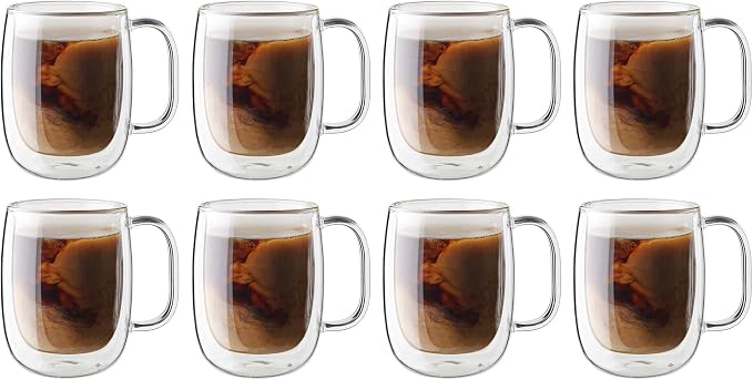 ZWILLING Sorrento Plus 8-pc Double-Wall Glass Coffee Mug Set by Zwilling