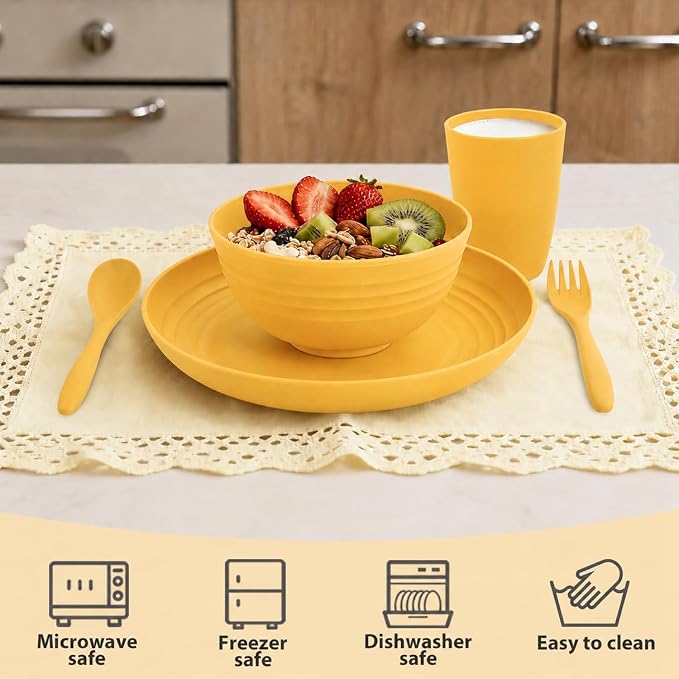 20 Piece Wheat Straw Dinnerware Sets - Image 3
