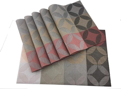 Gugrida Heat-Resistant & Stain Resistant Anti-Skid Woven Vinyl Table Mats - Non-Slip Kitchen Table Mat Set of 6-30x45 cm (Green)
