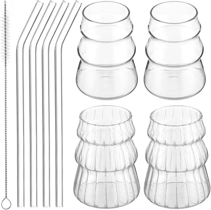 4 Pcs Ribbed Glass Cups Set - Image 6