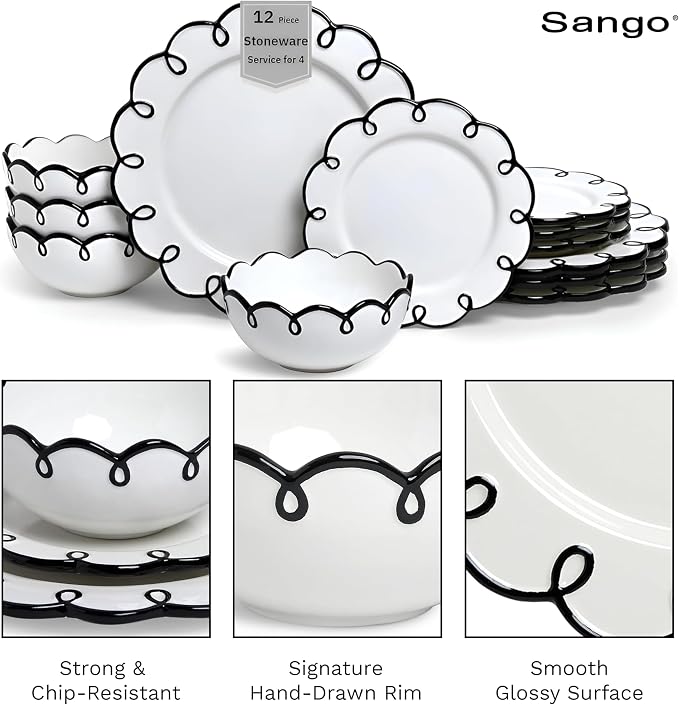 Sango 12-Piece Stoneware Dinnerware Set - Image 6