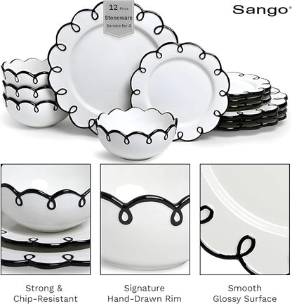 Sango 12-Piece Stoneware Dinnerware Set - Image 6