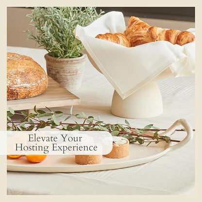 CG Hunter Large Crème Footed Bowl, Elegant Aluminum Serving Dish, Perfect for Home Decor, Dining Table Centerpiece, Fruit Display, Salad Serving, and Decorative Kitchen Accents