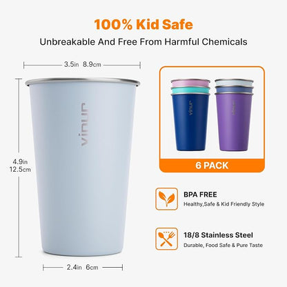 16 oz Stainless Steel Pint Cups-Stackable Metal Drinking Glasses 6 Pcs | - Image 3