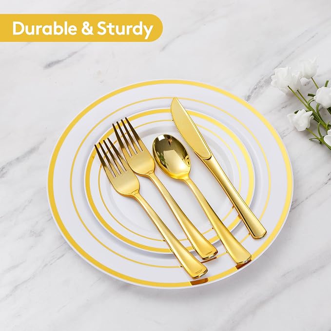 300 Pieces Gold Disposable Dinnerware Set - Image 5