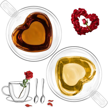 glastal Espresso Cup 5oz Double Walled Glass Coffee Mugs Tea Cups by glastal