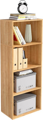 Wooden 4 Cube Storage Organizer, 4 Tier Tall Modern Bookshelf Freestanding Storage Display Organizer, Versatile Cubes Shelf and Cubby Unit for Living Room, Bedroom, Home Office 15.7inch