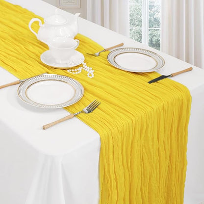 6 Pack Lemon Yellow Cheesecloth Table Runner 35 x 120 Inch | Boho Gauze Cheese - Image 3