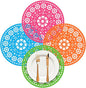 32 Pieces Fiesta Paper Place Mats 14" Mexican Papel Picado Cinco De Mayo Disposable Placemat Round Paper Doilies Cutouts for Mexican Party Supplies Tableware Decoration